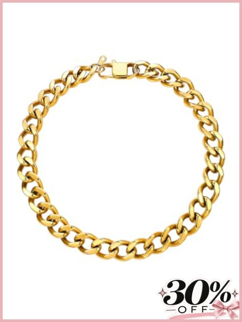 Chunky Cuban Link Chain Necklace for Women, Stainless Steel, Dainty